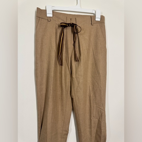 Manila Grace Women’s Tan Pants with Tulip Ankle Size 42 NWOT Wool / Viscose - Picture 2 of 11